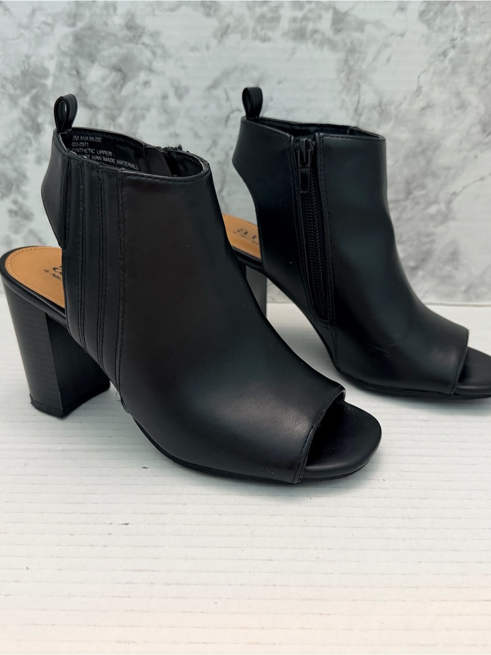 a.n.a Black Open-Toe Block Heel Mule